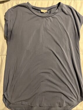 Rebel Society Dusty Blue Cap Sleeve Draped Top